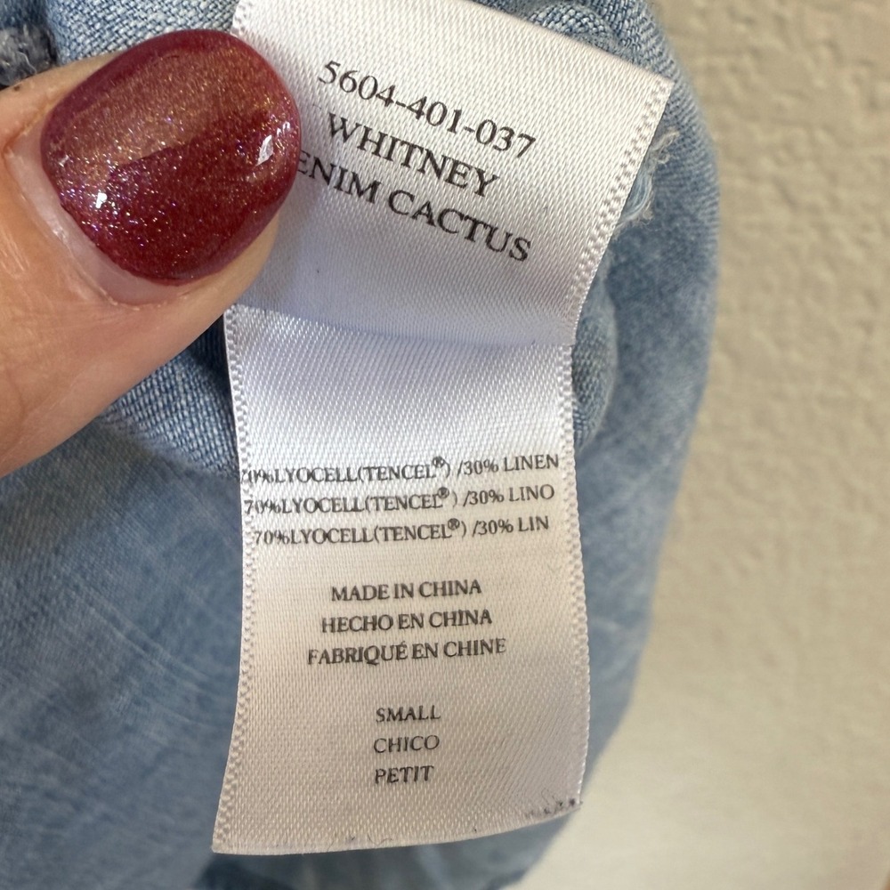 Rails Whitney Denim Cactus Shirt Sz S Blue Chambray Embroidered Western Boho - Picture 4 of 6